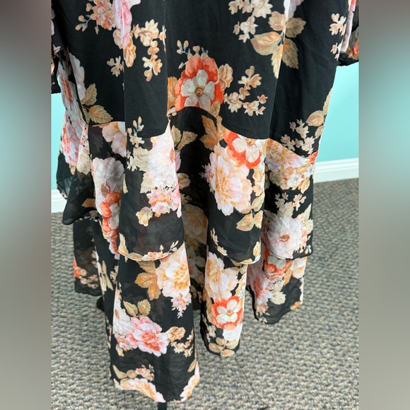 Cooper st. Floral ruffle dress in black multi size 16. - Picture 3 of 6